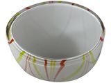 a white bowl with a colorful design on it
