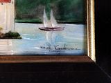 a painting of a sailboat in a body of water