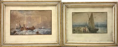 F. NORRE (XIX-XXe) paire d'aquarelles représentant des marin…