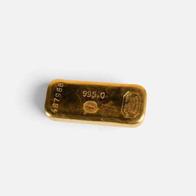 a gold bar on a white background