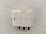 a close up of a white electrical plug on a white background