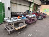a table with tools on it in a warehouse