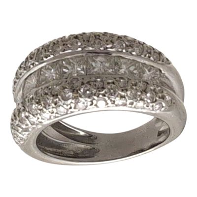 BAGUE jonc en or gris sertie d'un pavage de diamants et diam…