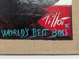 a picture of a painting of a man on a skateboard