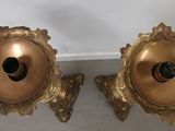 pair of antique brass sconces with black glass eyes