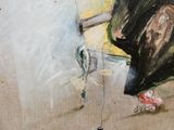 un tableau représentant une femme assise sur un banc