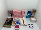 many different types of skin care products displayed on a shelf