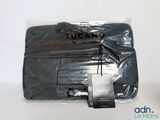 a plastic bag that has a tag on it