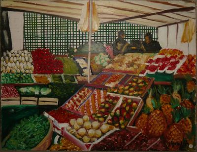 Jean-Luc GRAPPIN "Le marché" Huile sur toile 65 x 81 cm