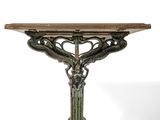 a small table with a wooden top on a white background