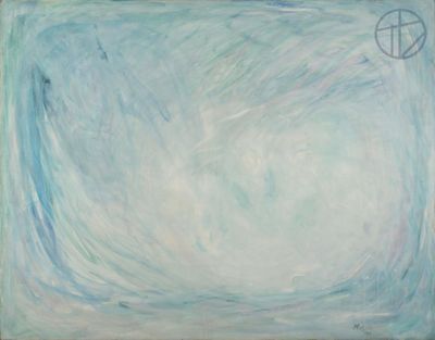 an image of a painting of a blue and white wave