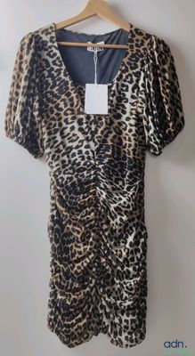 Robe courte en mesh imprimé léopard GANNI, T.