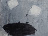tableau représentant une peinture en noir et blanc composée de carrés de peinture noire et blanche