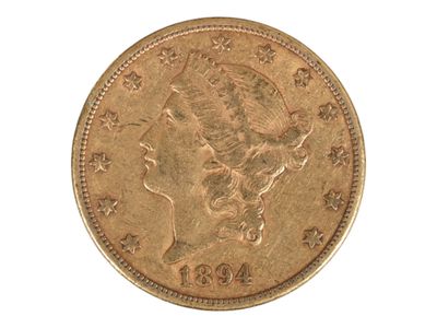 Pièce de 20 U.S dollars en or jaune, 1894. Petites usures. - Photo 1