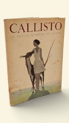 une photo d'un livre sur laquelle figurent une femme et un chien