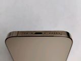 a close up of the back of a gold iphone with a white background