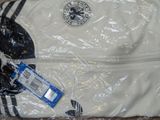 a white bag with a black and white design on it