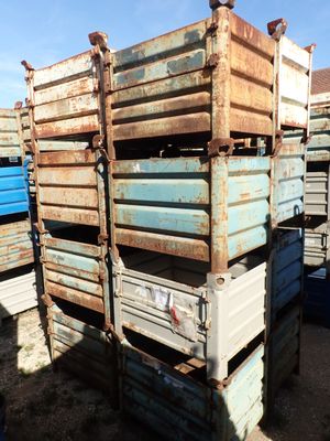 a stack of crates that are stacked on top of each other