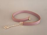 laisse pour chien en cuir rose avec fermoir et chaîne plaqués or