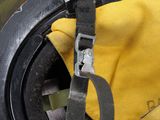 a close up of a fireman ' s helmet on display
