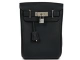 a black leather handbag with a lock on the front