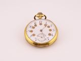 an image of a pocket watch on a white surface with a white background