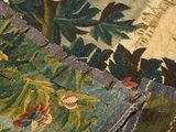 an image of a close up of a patchwork rug on the floor