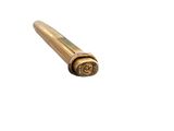 a close up of a bullet on a white background