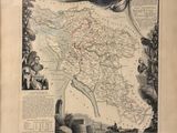 an old map of the country of france with a plane flying over it