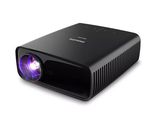 une image représentant un projecteur noir sur lequel brille une lumière violette