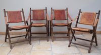 Suite de quatre chaises pliantes "safari" en bois tourné faç…