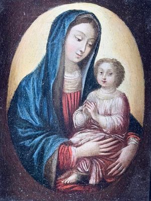 an image of a painting of a woman holding a child