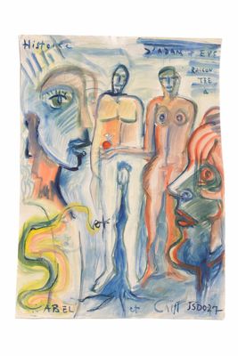 painting of a group of people standing next to each other
