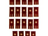 six rows of red and gold roman flags on a white background
