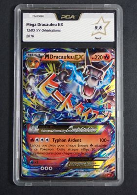 a close up of a card in a plastic holder on a table