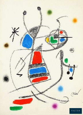 dessin représentant un homme tenant un pinceau et une palette à la main