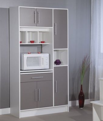 Desserte buffet micro-ondes , couleur blanche et taupe, dime…