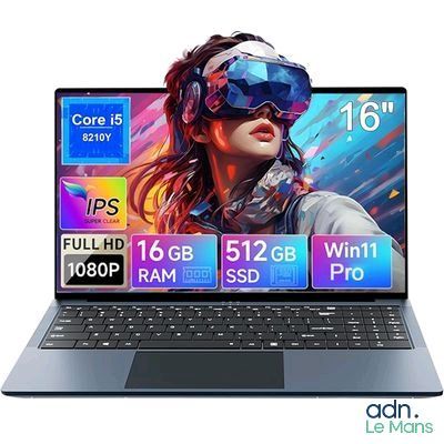 une image représentant un ordinateur portable sur lequel apparaît la photo d'une femme portant des lunettes virtuelles