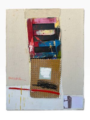 a painting of a stack of books on a wall