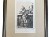 a black and white drawing of a woman in a dress