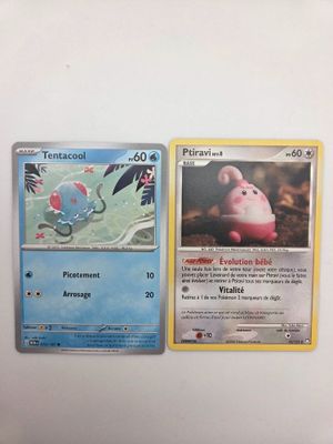 deux cartes Pokémon posées sur une surface blanche, avec l'image d'un cochon
