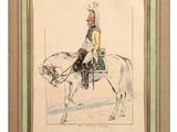 l'image d'un dessin représentant un homme à cheval
