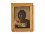 portrait d'une femme en robe blanche, dans un cadre doré