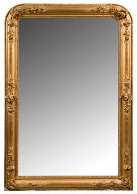 un miroir encadré d'or sur fond blanc