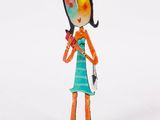 figurine of a woman holding a knife and a knife in her hand