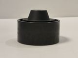 an image of a close up of a black object on a white surface