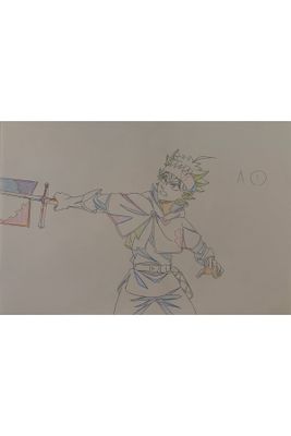 drawing of a man with a sword in his hand pointing at something