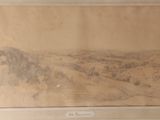une photo d'un dessin représentant un paysage, dans un cadre
