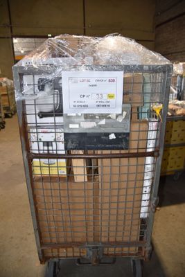 a cart that has some boxes on it in a warehouse