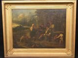 an oil painting of a group of people in a wooded setting